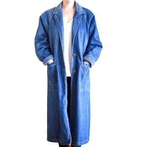 USA Vintage STUFFED SHIRT JEANSWEAR Women’s Denim Duster Coat 100% Cotton